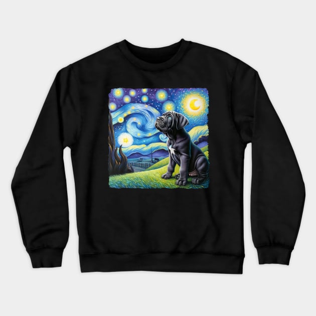 Starry Cane Corso Portrait - Dog Portrait Crewneck Sweatshirt by starry_night